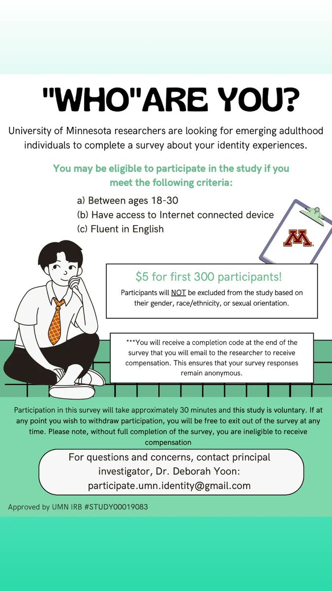 Looking for participants!
Please forward to anyone who might be interested or fall within the eligibilty criteria! #identity #research