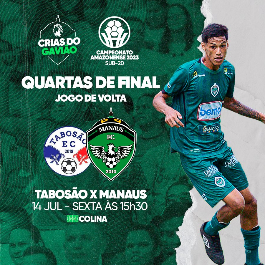 oficialmanausfc's tweet photo. Dia de decisão no #Amazonense23 Sub20! 🔥
Hoje, os #CriasDoGavião🦅 enfrentam o Tabosão para conhecermos quem vai para a semifinal. Mesmo com a vantagem de um gol do Esmeraldino no jogo de ida, ainda não tem nada decidido, então vamos pra cima! 🏹 https://t.co/J6ergNLPsX