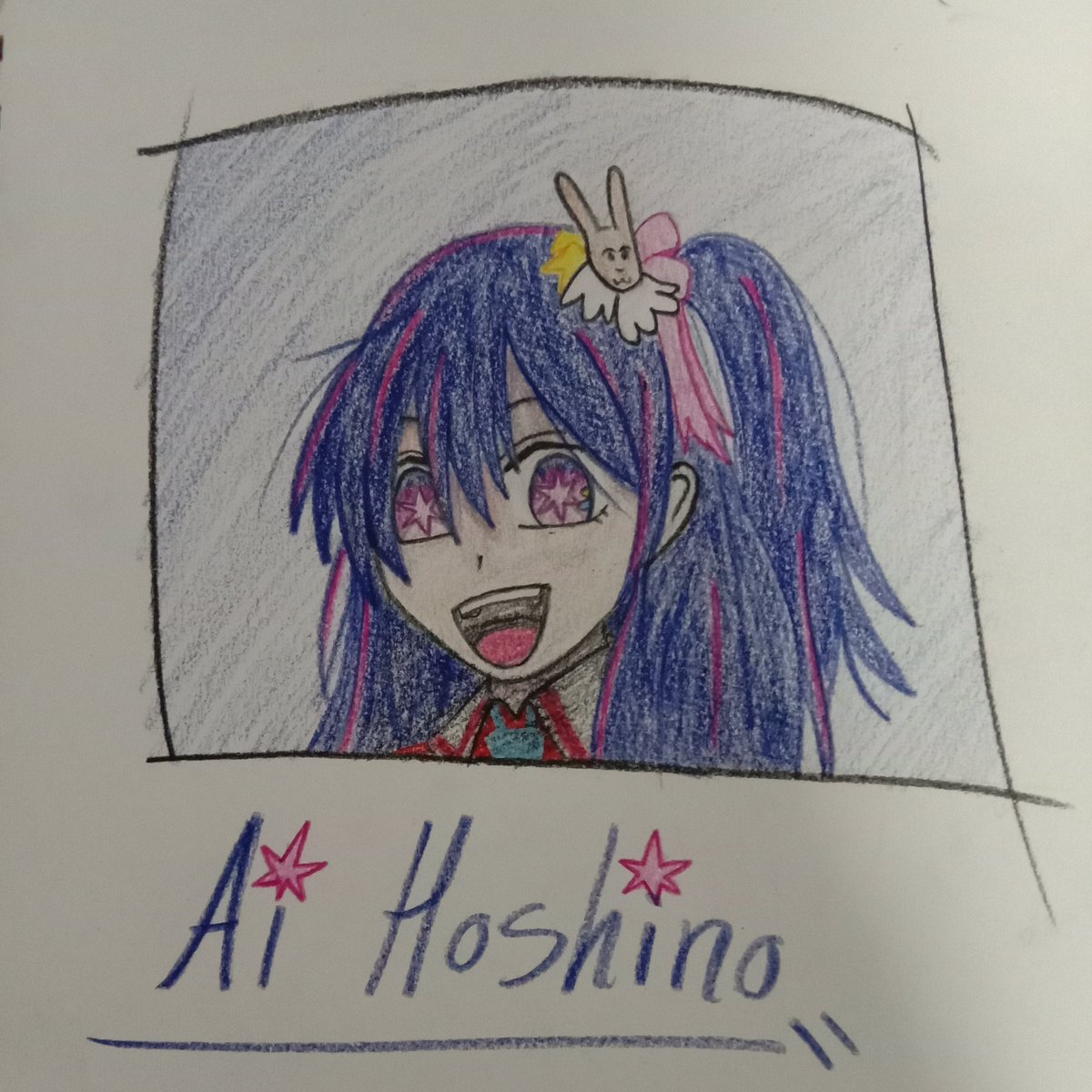 Racoony18's tweet photo. I'm sorry I'm not always active on Twitter cuz I spend too much time on c.ai-
ANYWAYS-
Here uh...Idol
(It's kinda ugly, I want my bestie's artstyle) 
#OshiNoKo 
#Br0kenColors 
#MDHM
#AiHos https://t.co/w48zA67W28