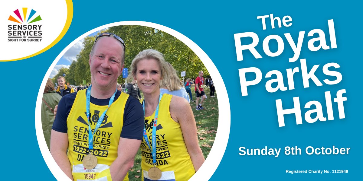 Just one week to apply for a space for the #RoyalParksHalf marathon on Sunday 8th October. Please run for us and help support sight & hearing needs across Surrey. Email the team at: fundraising@sightforsurrey.org.uk Deadline: Friday 25th August @RoyalParksHalf #HalfMarathon