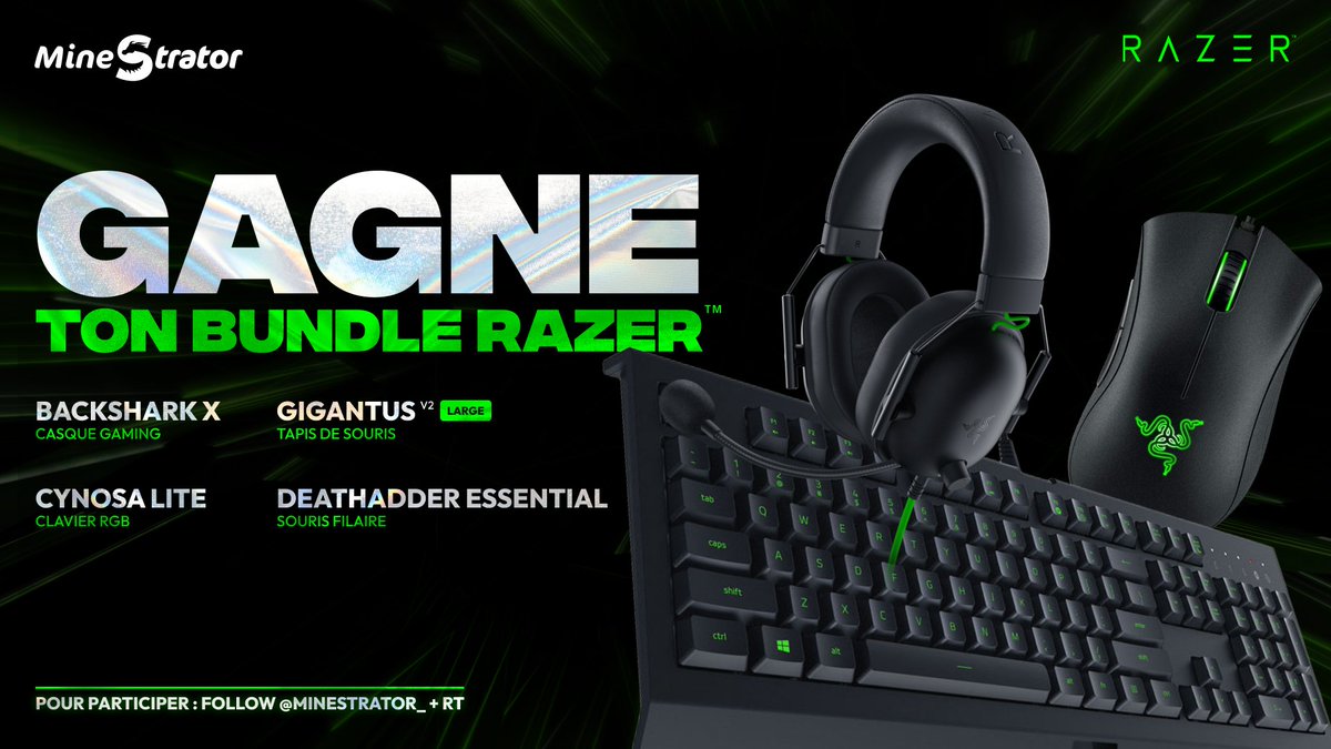 minestrator_'s tweet photo. #JeuConcours 🥳

À l'occasion des vacances, tentez de remporter votre BUNDLE RAZER !

Pour participer 👀
#RT + #Follow 💪

🗓️ TAS le 28/07
Bonne chance les amis 🍀 https://t.co/peJE2SlFZl
