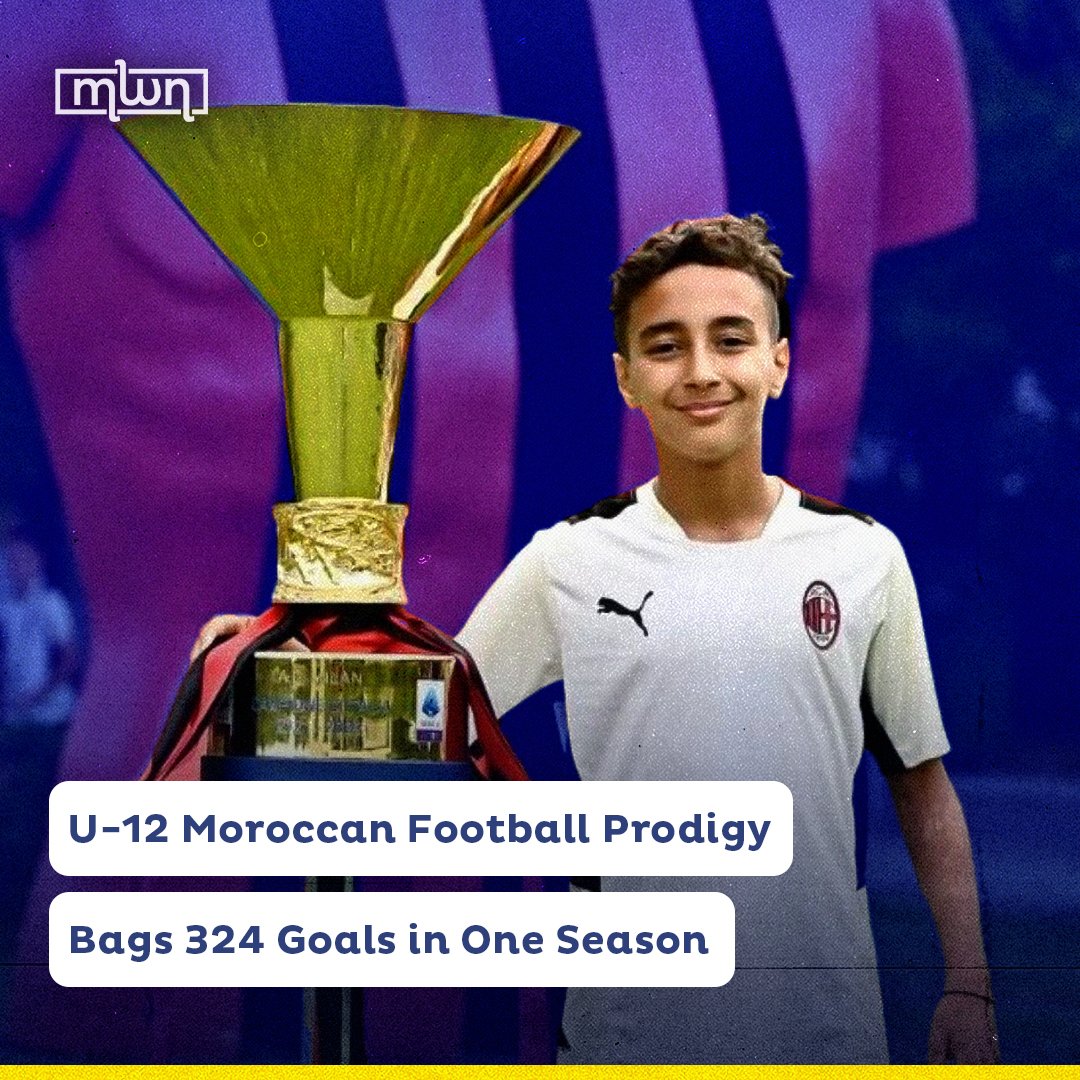 MoroccoWNews's tweet photo. #Jadid #Akram is an impressive young moroccan football talent known for his incredible goal-scoring abilities; at just 12 years old, he astounded everyone by finding the back of the net 324 times in one season alone with the U-12 AC Milan team. https://t.co/32sYXDx2L1