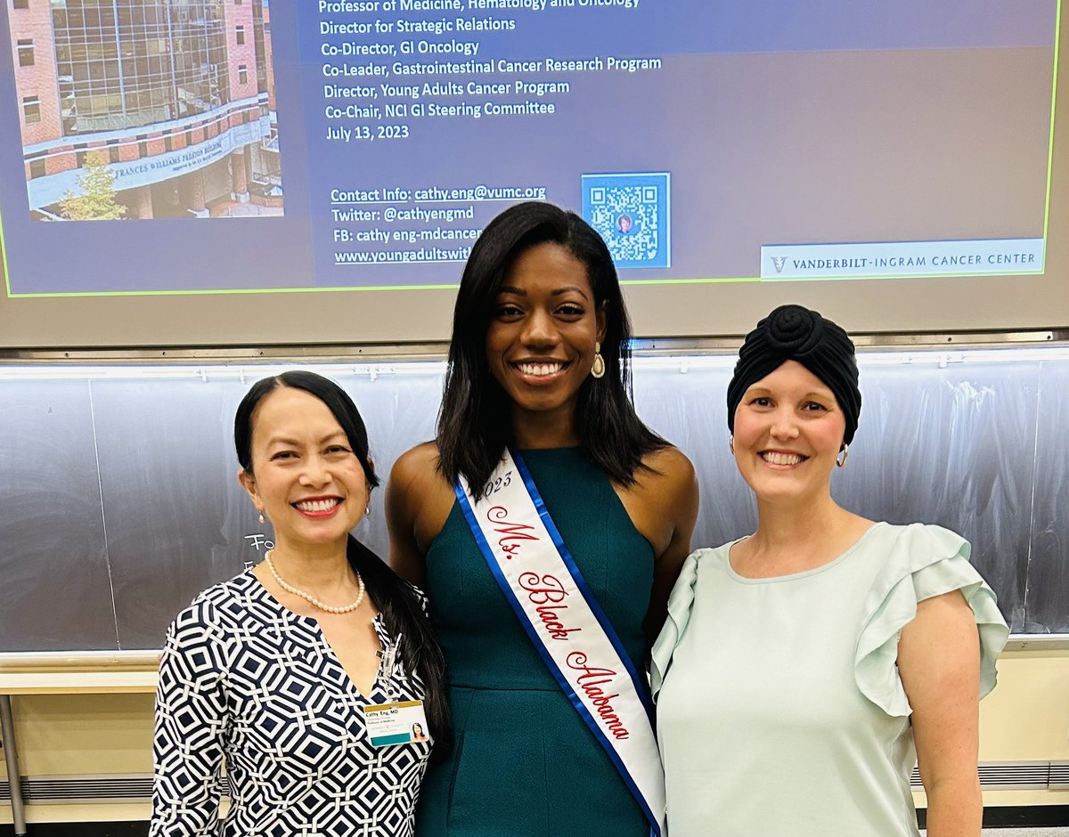 Dr. Cathy Eng (@cathyengmd) on Twitter photo I was honored 🙏🏻 to speak at <a href="/VUMCDiscoveries/">Vanderbilt University Medical Center</a> Grand Rounds yesterday on #earlyonset #colorectal #cancer. But MORE imp were these women: Mrs. Browning, a mom of 2 with stage 4 and also Ms. Tiffany Ewing, #MsBlackAlabama 2023 who lost her brother at 26 yo. THEIR stories need to I was honored 🙏🏻 to speak at <a href="/VUMCDiscoveries/">Vanderbilt University Medical Center</a> Grand Rounds yesterday on #earlyonset #colorectal #cancer. But MORE imp were these women: Mrs. Browning, a mom of 2 with stage 4 and also Ms. Tiffany Ewing, #MsBlackAlabama 2023 who lost her brother at 26 yo. THEIR stories need to