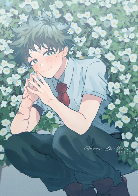 お誕生日おめでとう! ずっと大好きです! 夏椿は7/15の誕生花です #緑谷出久生誕祭2023 #緑谷出久誕生祭2023