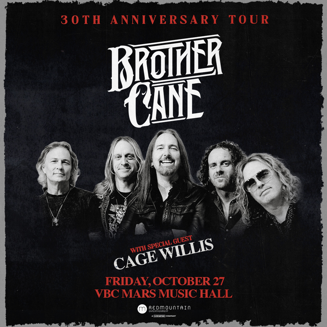 AVAILABLE NOW! 

#BrotherCane comes to the #VBChsv #MARSMUSICHALL on Friday, October 27th with special guest #CageWillis! Get your tickets today.

📲  bit.ly/BrotherCaneVBC