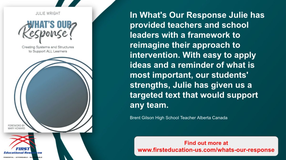Not seeing the kind of progress you would like from your #eMLSS / #RtI system? It’s time to think outside the box. What’s Our Response is full of new ideas and practical tools to revitalize your student support system next year! #FIRSTEducation firsteducation-us.com/whats-our-resp…