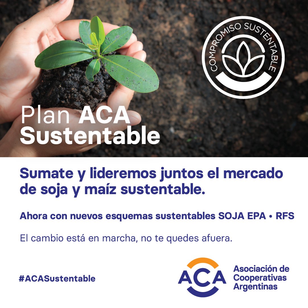 ACAcoop's tweet photo. Te acompañamos para que obtengas la certificación #sustentable de tu producción.

Sumate y lideremos juntos el mercado de #soja y #maíz sustentable.

Hacé click acá y conocé más 👇 https://t.co/3s91ogQzuF

El cambio está en marcha, no te quedes afuera.

#ACAsustentable https://t.co/a3WCe2Ba6W