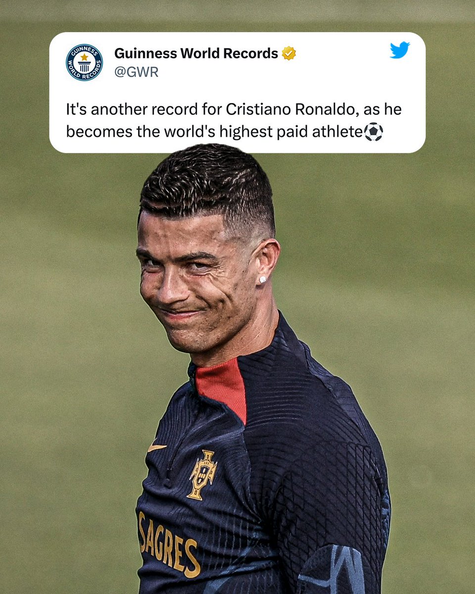 cornerkicks365's tweet photo. Another Cristiano Ronaldo record 📈

"I don't chase records, records chase me."

(via @GWR)
#CristianoRonaldo #AlNassr https://t.co/2UeTBlmAjz