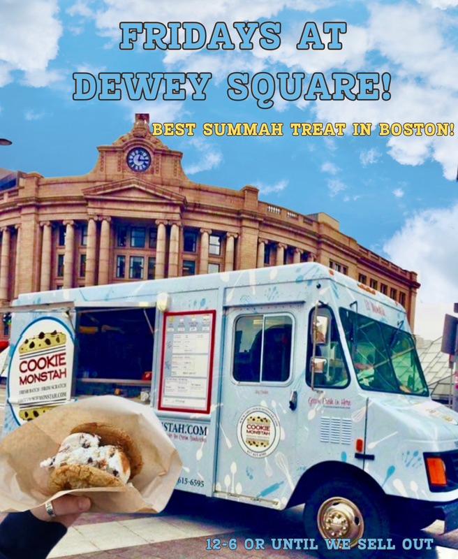 Happy Friday! The Truck is at Dewey Square! Beat the heat with a Famous Monstah Ice Cream Sandwich! Choose 2 Fresh-Baked Cookies &amp; the creamiest ice cream! It's the perfect way to cool off &amp; satisfy your sweet tooth! Come by &amp; taste Summah at it’s BEST!

thecookiemonstah.com