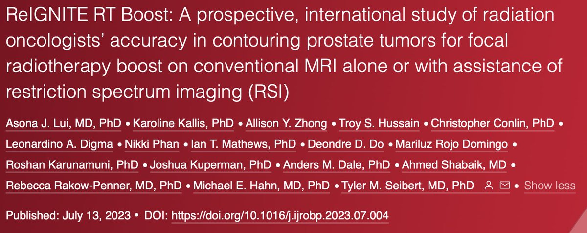 🚨Focal #radonc boost for #ProstateCancer - can we hit the target? 🎯

@DrAsonaLui, amazing resident @UCSDRadMed, led an international prospective study. Results out today in @IJROBP @ASTRO_org 

redjournal.org/article/S0360-…

@UCSDCancer @RSNA @ACRORadOnc @PCF_Science  

🧵1/n