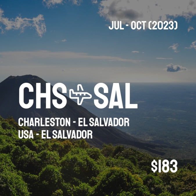 CHSCheapFly's tweet image. ✈️ Charleston (CHS) to El Salvador (SAL) for only $183 (USD) roundtrip 💸
223 live dates on Adventure Machine. - get the app on iOS or Android #charleston #charlestonsc #charlestonlife #charlestonphotographer #charlestonliving