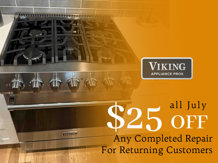VikingApplPros's tweet photo. At Viking Appliance Pros, we value your loyalty. As a returning customer, you're entitled to a discount of $25 off any completed repair. Let our experienced technicians handle your appliance issues with precision. Don't wait any longer; contact us now and schedule your repair! https://t.co/aH19J6MSnD