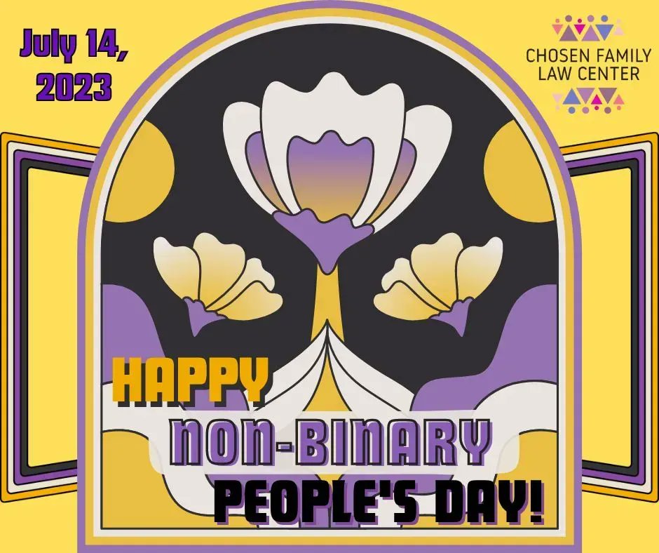 ChosenFamilyLaw's tweet photo. CFLC celebrates and supports our non-binary family members today and everyday! We provide free legal services to protect gender-nonconforming families and individuals in NY. More here: https://t.co/Pw1sTxJZVS #nonbinary #nonbinarypeoplesday #theythem #enbypride #IAmNonbinary https://t.co/IgOQ4Nwpy5
