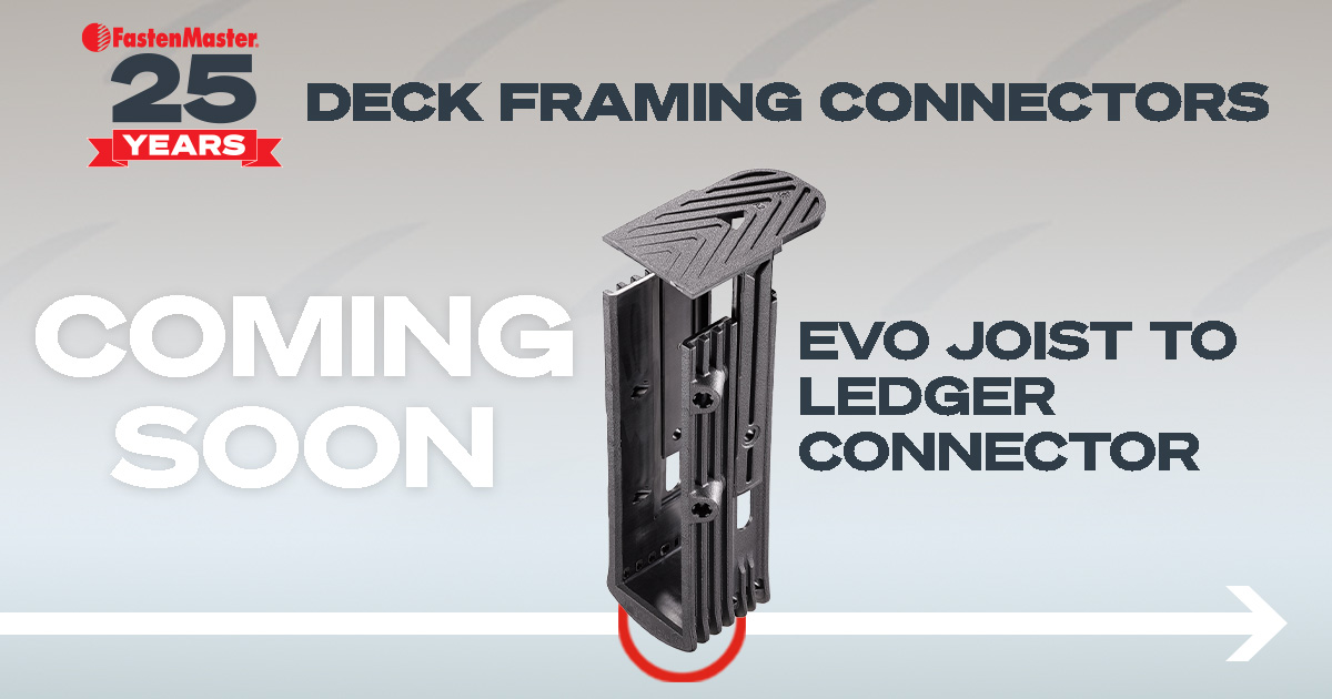 FastenMasterPro's tweet image. FastenMaster is continuing to innovate – now revolutionizing the way decks are framed!

Traditional joist hangers require time to level and tack into position, that&apos;s why we have a solution coming soon to make this quicker and easier!

#FastenMaster #PRODriven #FM25 #EVODeck