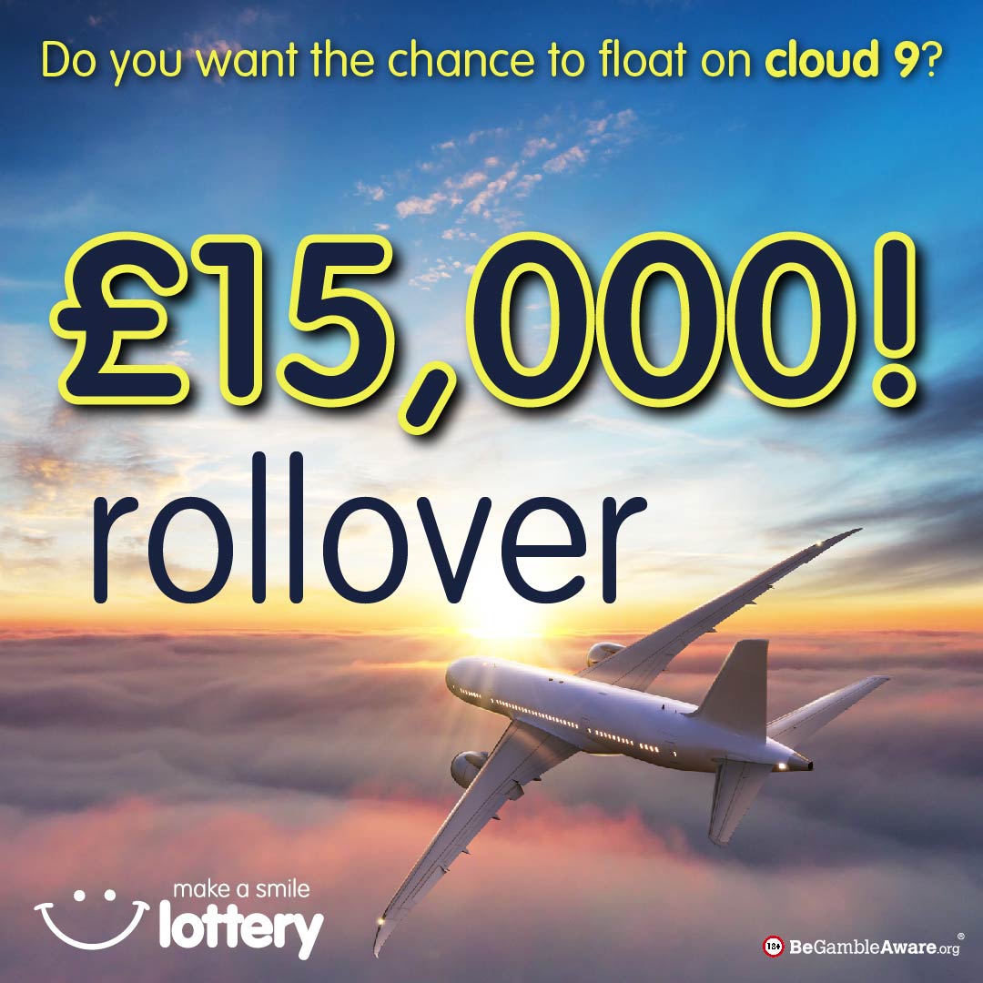 The <a href="/makeasmilelotto/">make a smile lottery</a> #jackpot is soaring through the sky this week! ✈️✈️✈️

It is now floating on cloud 9 at a giddy £15,000!!

Could you be jetting off to paradise with this towering sum? 

👉bit.ly/3yHpOIS