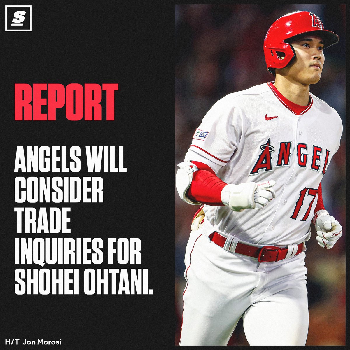 theScore's tweet photo. The Angels are reportedly listening to offers for Shohei Ohtani. 👀 https://t.co/0zAPdAKFCF https://t.co/DLteJJV1EE
