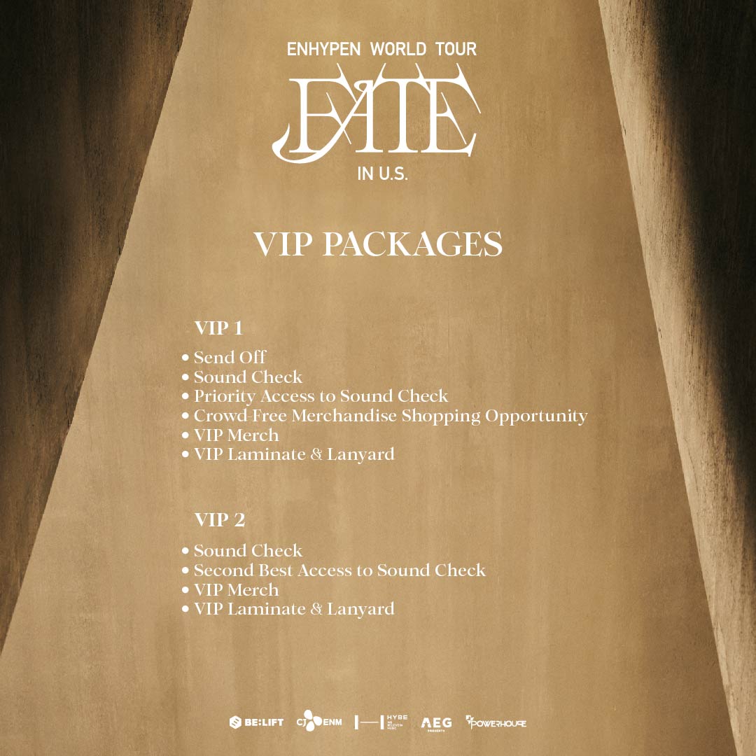 VIP Package information for @ENHYPEN WORLD TOUR 'FATE' IN U.S. is