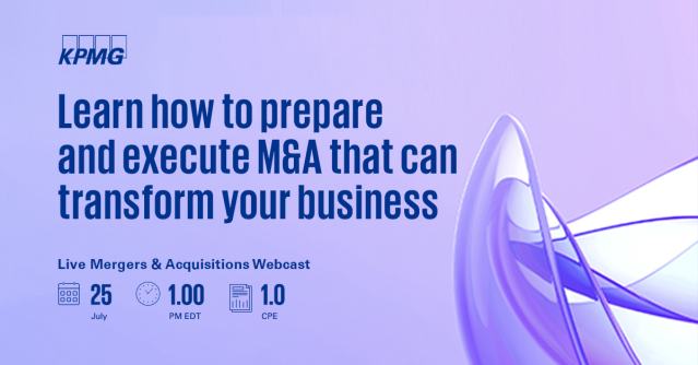 Join a <a href="/KPMG_US/">KPMG US</a> webcast 7/25: How to Prepare and Execute Transformative Transactions. We will discuss characteristics of a transformative transaction, complexities and risk mitigation strategies, as well as a host of other topics. bit.ly/3KlceAv