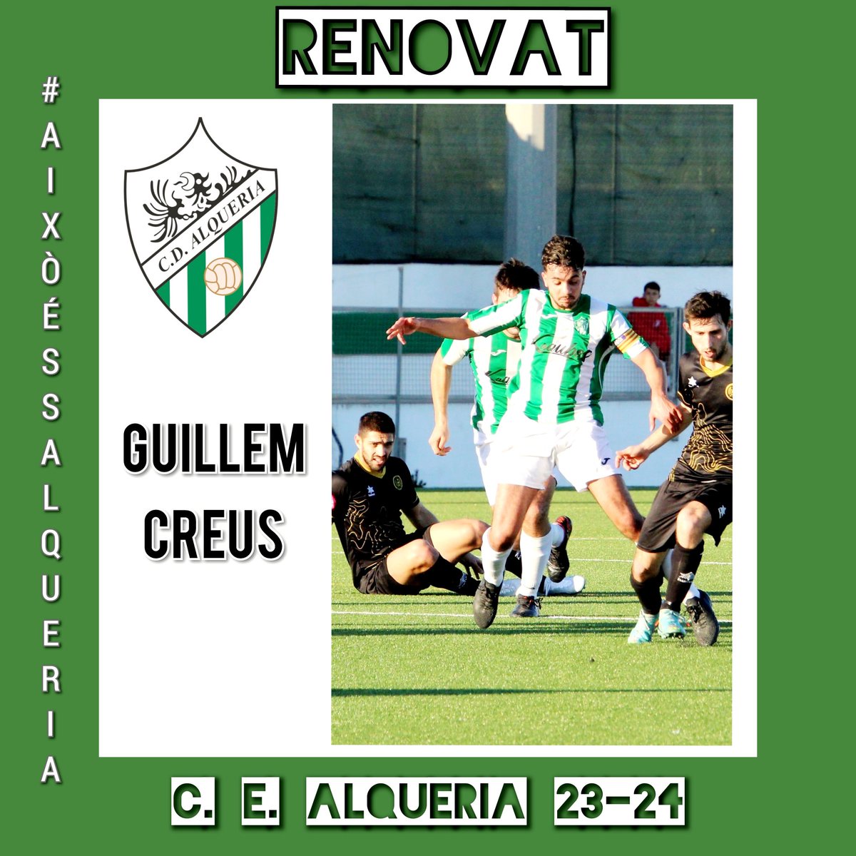 🚨RENOVACIÓ🚨

Un dels nostres, un que vol tornar vestir de blanc i verd!

En Guillem Creus renova una temporada més el seu compromis amb el club!

#aixòéssalqueria #amuntshalque #futbolialgomes #sateuleracanostracateva #somdeonensfansentirpart