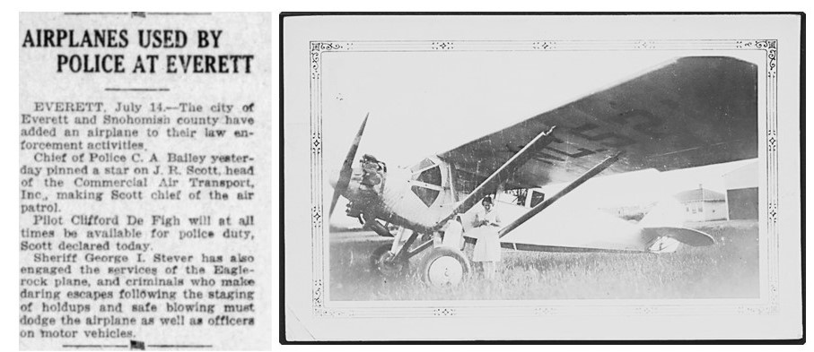 Here at #PaineField, we love aviation history! Today we celebrate 96th anniversary of #EverettPoliceWA & #SnoCoSheriff hiring an air unit: Commercial Air Transport owned by J. R. Scott. His motive? Smuggling liquor from Canada! The cops told him the locations of pending raids!