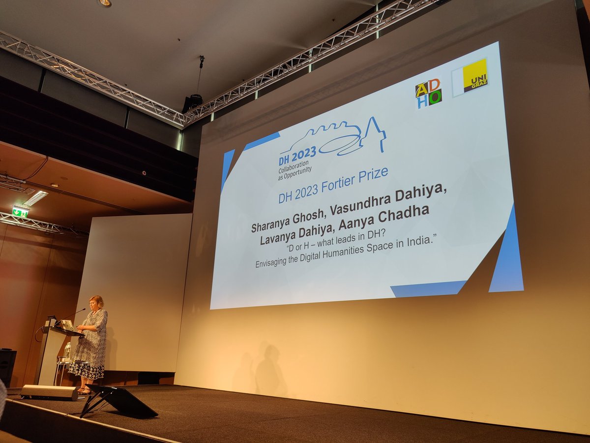 NadezhdaPovroz1's tweet photo. Congratulations, DH India, with the Fortier Prize to jung but great day female scholars! @DH_Graz #DH2023 @NMenon05 https://t.co/Toh4dvPlJp