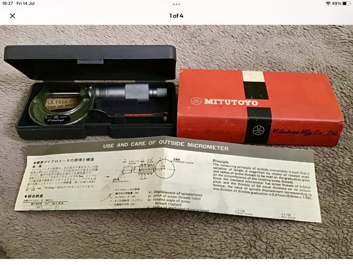 KrazykatRecord1's tweet image. For sale, Mitutoyo Micrometer, made in Japan. On ebay now, link in my bio… 
#mitutoyo #japanesetools #engineeringtools #toolsforsale #ebay