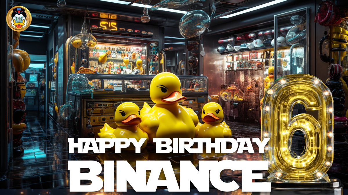 🎉🎂 Happy 6th Birthday @Binance! 🚀 Here's to another year of leading the way in the crypto world, innovating &amp; pushing boundaries. May your journey continue to inspire and shape the future of digital finance. #BinanceTurns6 #HappyBirthdayBinance $QUACK #RichQUACK