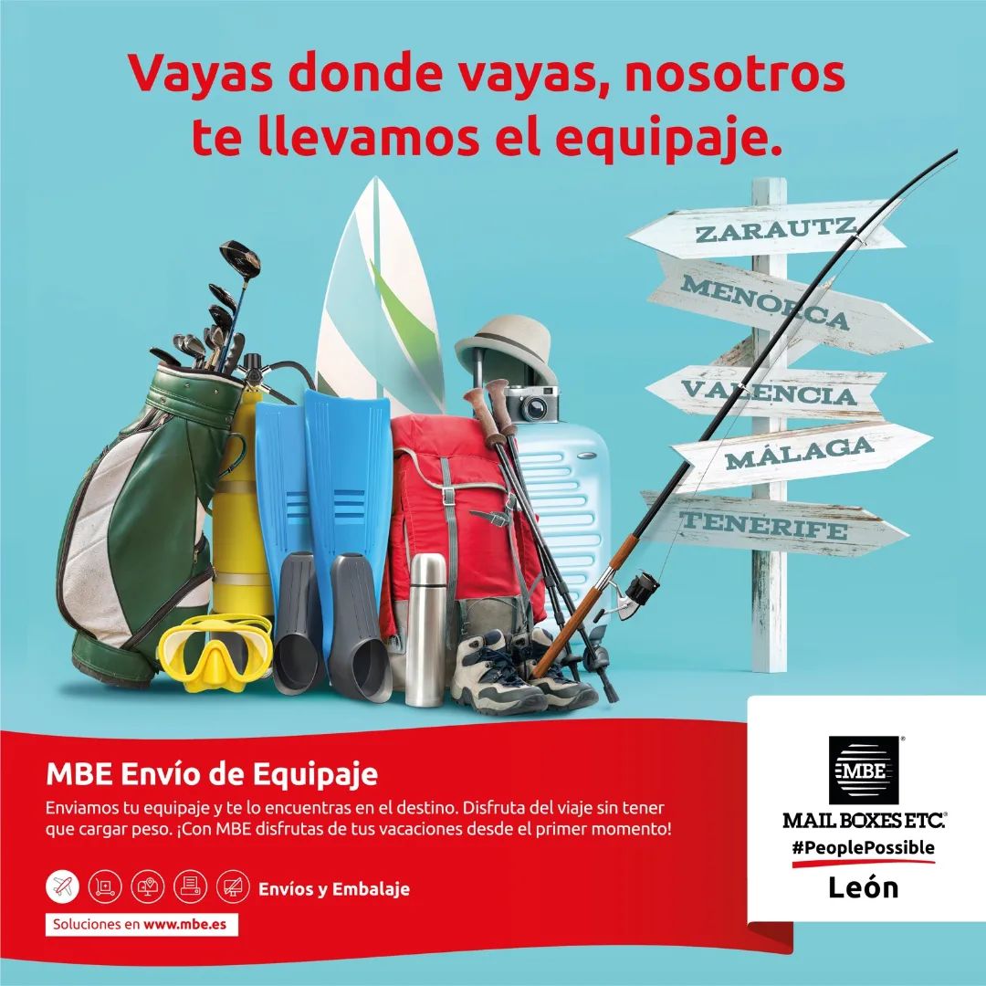 MailBoxes113's tweet image. En Mail Boxes Etc. León, te llevamos tus maletas y equipaje deportivo hasta tu destino vacacional, para que no tengas que cargar con ello.

Visita la web: viajasinmaletasleon.com

¡¡Aprovecha  nuestra oferta de verano!!.