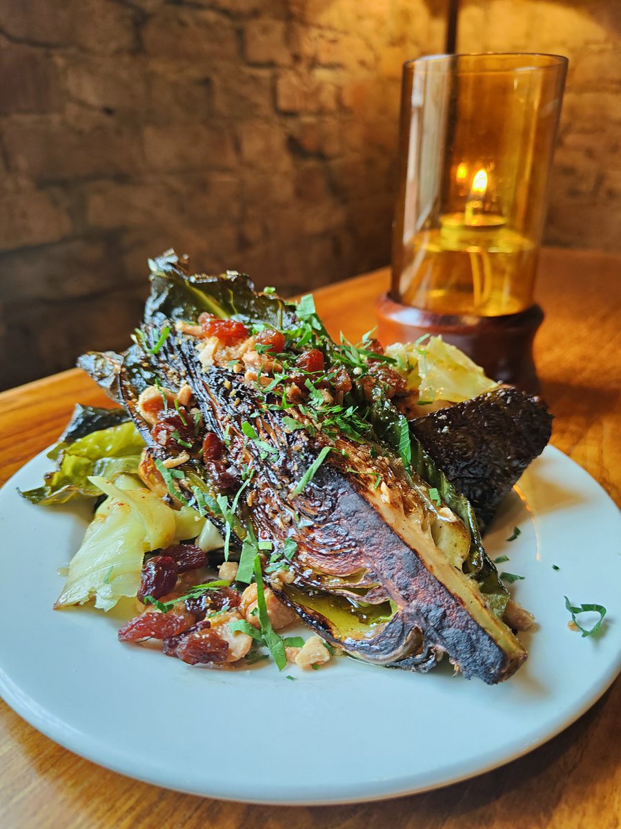 On the special board tonight - Hispi cabbage, Valencian almonds, sultanas and fennel dressing