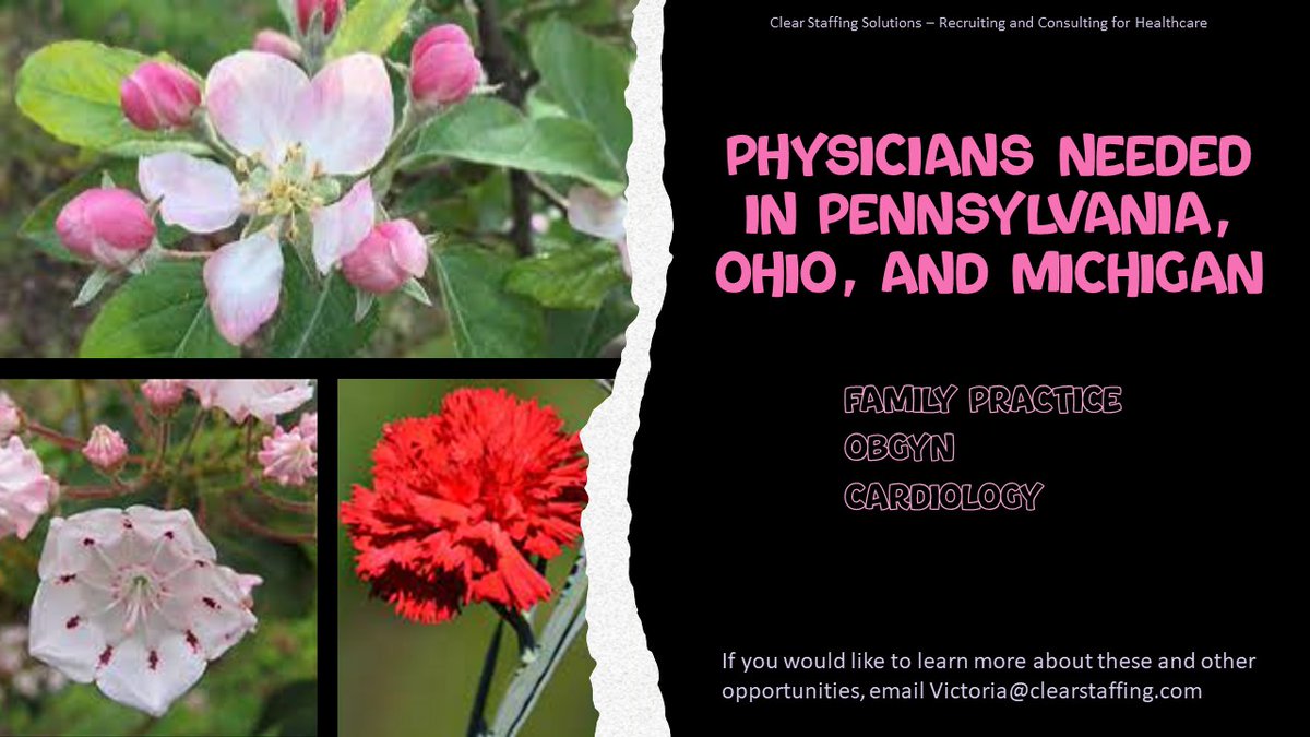 Looking for a #physicianjob in #pennsylvania, #ohio, or #michigan? Email me today to learn more about what we have to offer. #familypractice #obgyndoctor #cardiology #recruitingphysicians