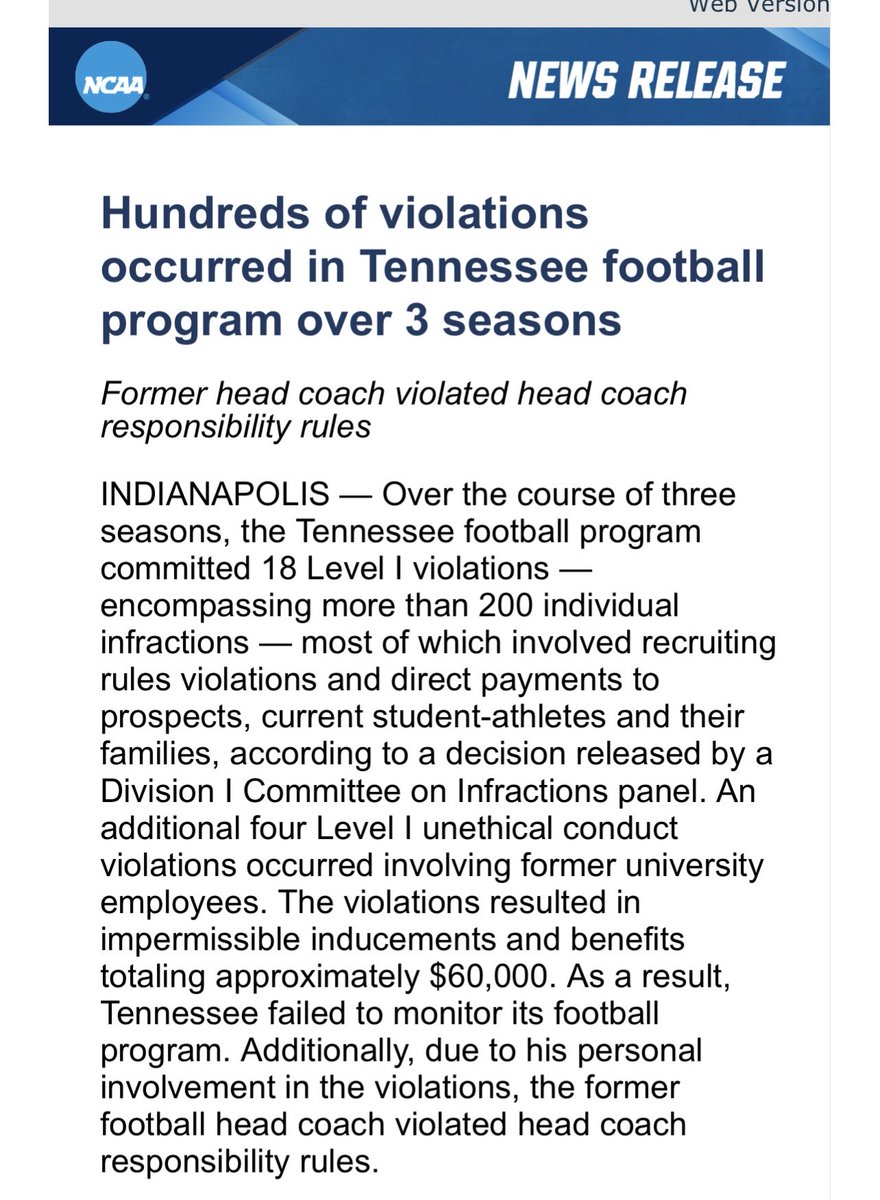 Brett_McMurphy's tweet photo. So is this bad? Tennessee fined $8 million by NCAA https://t.co/mF2FVsMiNS