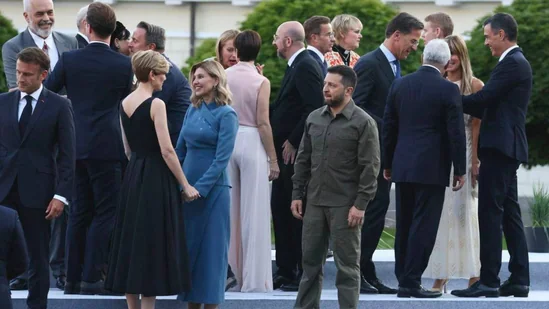 gevarghese's tweet photo. A fool who destroyed his own country, standing  lonely among the vultures of "North Atlantic Terrorist Org" commonly known as #NATO  #NATOSummit https://t.co/09xkmAAOin