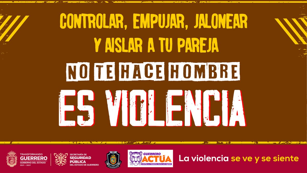 🟠📣Date cuenta, la violencia se ve y se siente📢

▪️ Controlar, Empujar, Jalonear y aislar a tu pareja?

Eso no te hace hombre, es violencia!!

#NoEstasSola <a href="/CONAVIM_MX/">CONAVIM_MX</a> #GuerreroActúa #SomosTuRedDeApoyo