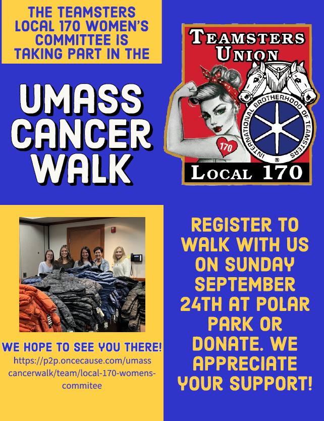 170Teamsters's tweet photo. Save The Date! Register to walk with the Local 170 Women's Committee or donate! 📢📅https://t.co/F45xQLZ5bO https://t.co/qNyLWt2Ujy