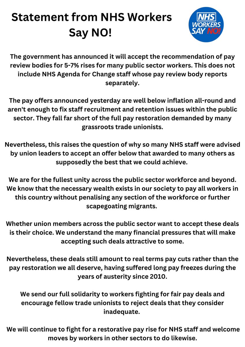NurseSayNO's tweet photo. 🚨 Statement from NHS Workers Say NO! https://t.co/Rfsr8cP7AW