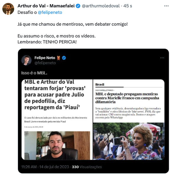 lpenhatonelli's tweet photo. @felipeneto Aceita ai, o debate. Ou não aguenta?! https://t.co/pMQVJ5aJHe