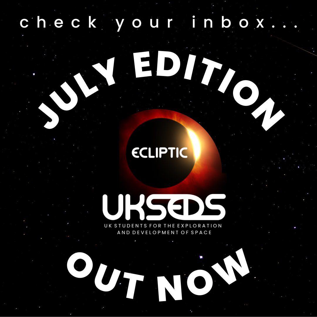 Check your inbox - our monthly newsletter Ecliptic is out now! 🚀 If you're not subscribed yet, use this link to sign up to find out about space news and opportunities: loom.ly/5HWQYcw #UKSEDS #Ecliptic #newsletter