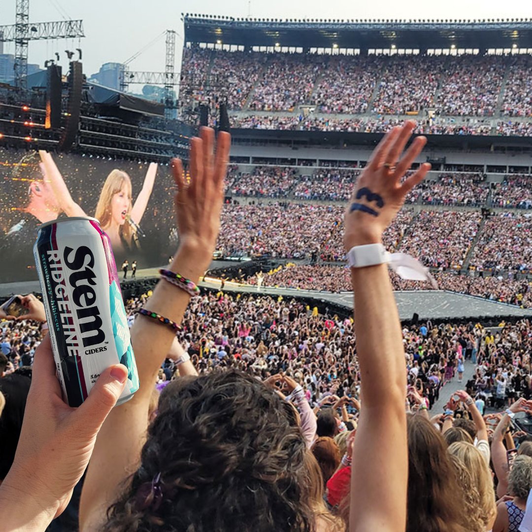 This could be you tonight, Swifties! Don't forget that our strawberry hibiscus cider, Ridgeline, is available at Mile High for tonight's concert!