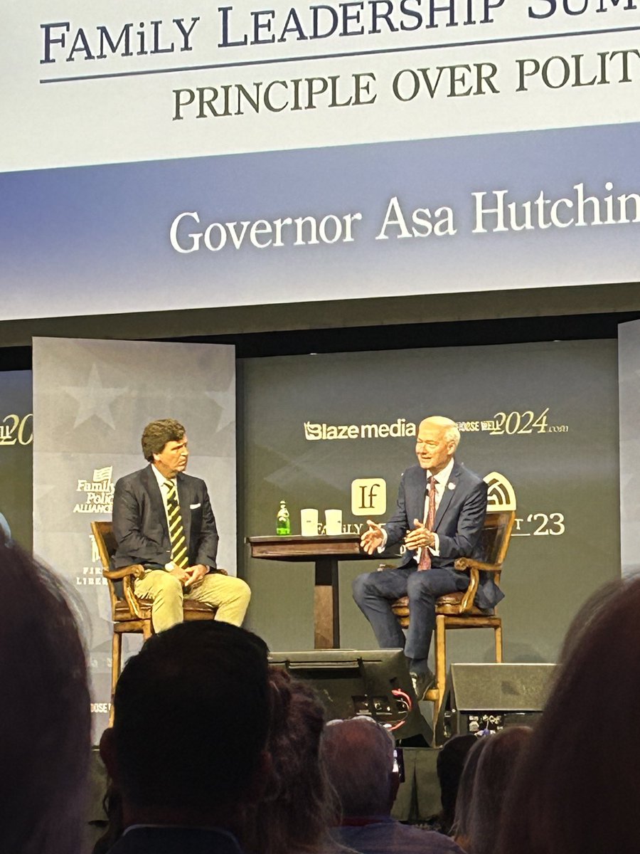 tlubinus's tweet photo. Generating a little heat in discussing transgender policy for children vs. parental rights, COVID vaccine policy, and border policy with ⁦@AsaHutchinson⁩ and ⁦@TuckerCarlson⁩ #TLS23 ⁦@theFAMiLYLEADER⁩ https://t.co/zShGUEBIv9