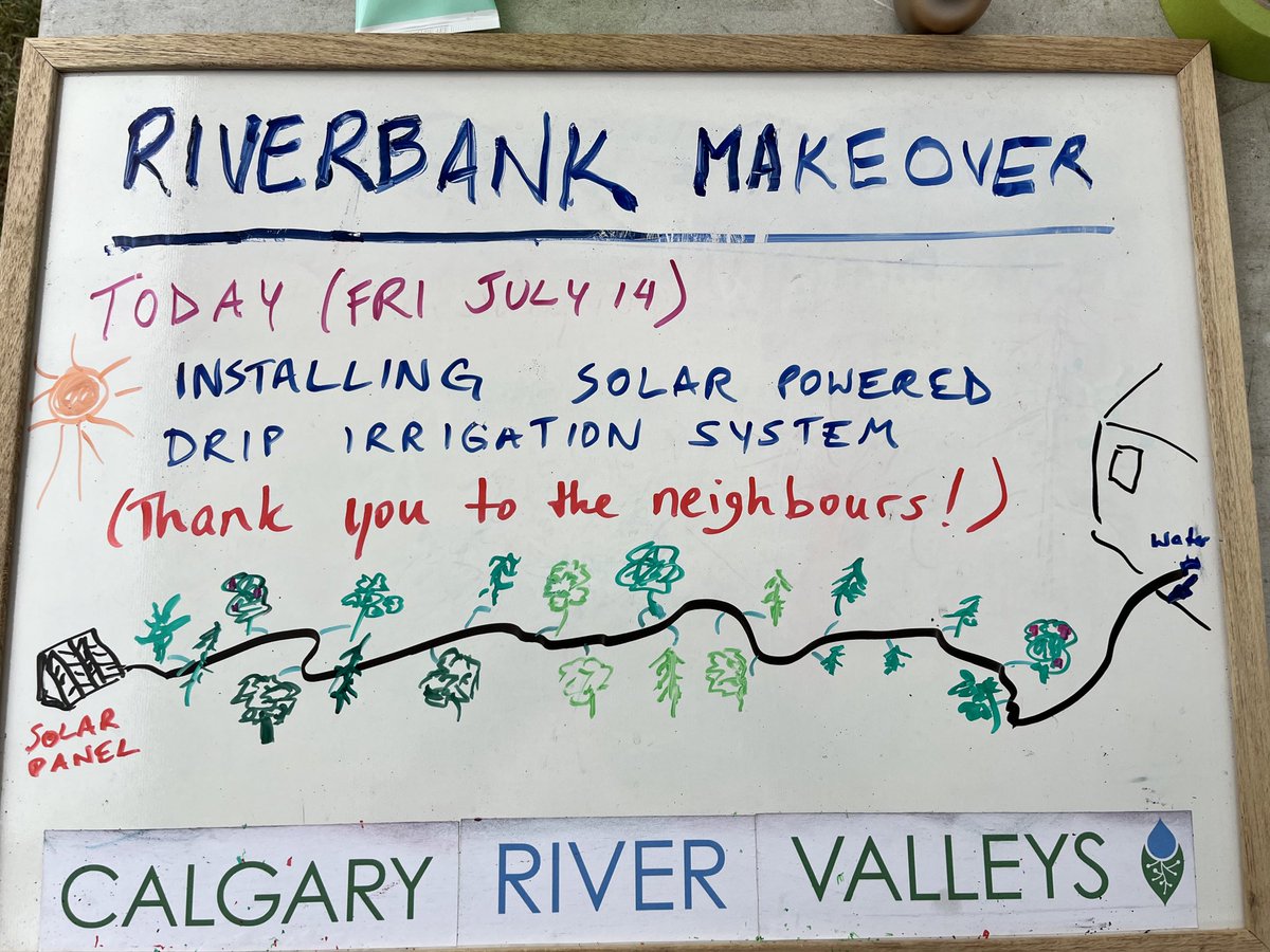 clgrivervalleys's tweet photo. It’s Day 5 of our 2023 Riverbank Makeover project in Elbow Park. Today our contractor, @leafninjas is installing the solar-powered drip irrigation system that will automatically water the new plantings &amp; wildflower pollinator garden when it’s sunny outside. https://t.co/eNstIeTxSy