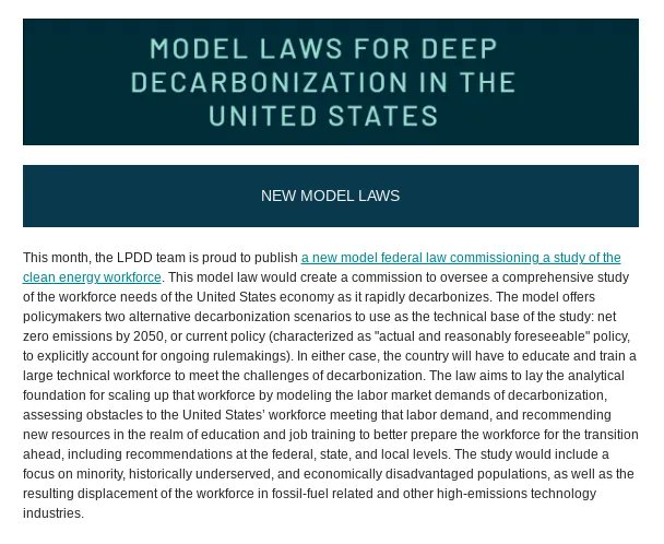 SabinCenter's tweet photo. π£ The Legal Pathways to #DeepDecarb team brings you this month's newsletter:
β New model federal law commissioning a study of the #cleanenergy workforce
π New resources
β¨ Project profile: Craig Gannett
π° In the News
πββ How to get involved
https://t.co/RIFae5OimK https://t.co/2D5h3mWCZz