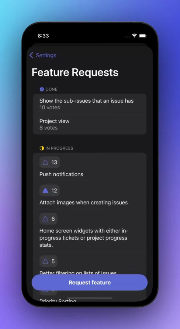 brettunhandled's tweet image. In my iOS app for Linear I used @supabase to make a simple feature requests screen that users can anonymously vote on

Let it sit for awhile then shipped 2 of the top requested features, demos below