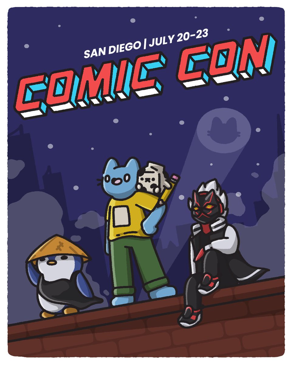 coolcats's tweet photo. Web3 takes over Comic Con!

Excited to represent with our friends @pudgypenguins and @0n1Force next week 🤝 https://t.co/un9d1ngLkF