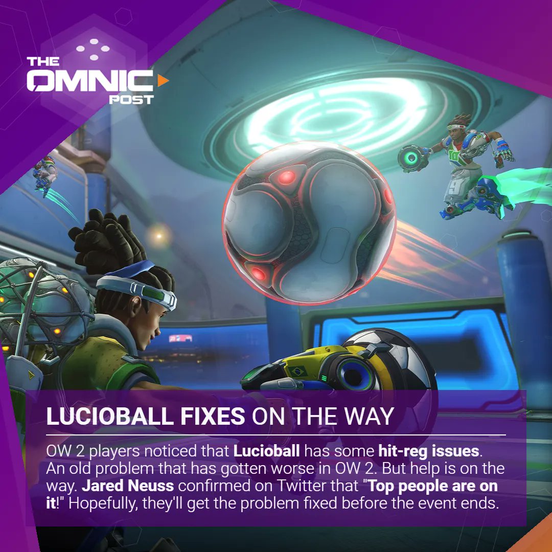 omnicpost's tweet photo. OW 2 players noticed that Lucioball has some hit-reg issues. An old problem that has gotten worse in OW 2. But help is on the way. Jared Neuss confirmed on Twitter that "Top people are on it!" Hopefully, they'll get the problem fixed before the event ends.
#overwatch2 #lucioball https://t.co/qpNrInxLFE