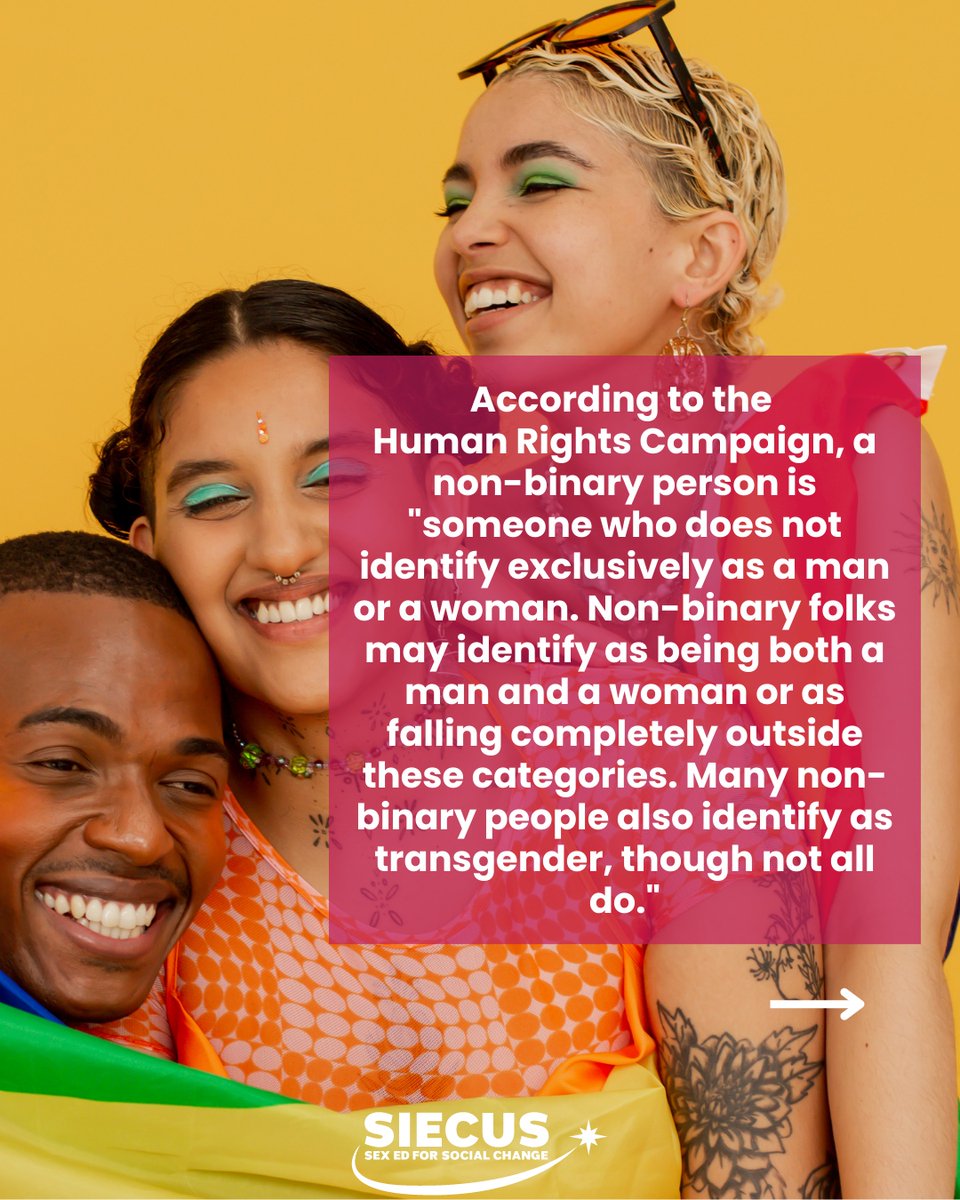 SIECUS's tweet photo. Happy International Non-Binary People's Day! SIECUS is an ally of the LGBTQIA+ community and we have a firm commitment to including education on all gender identities in sex education curriculum.
#nonbinary #lgbt #lgbtq #gender #transgender #sexed #siecus https://t.co/BgoQSc6Oeu