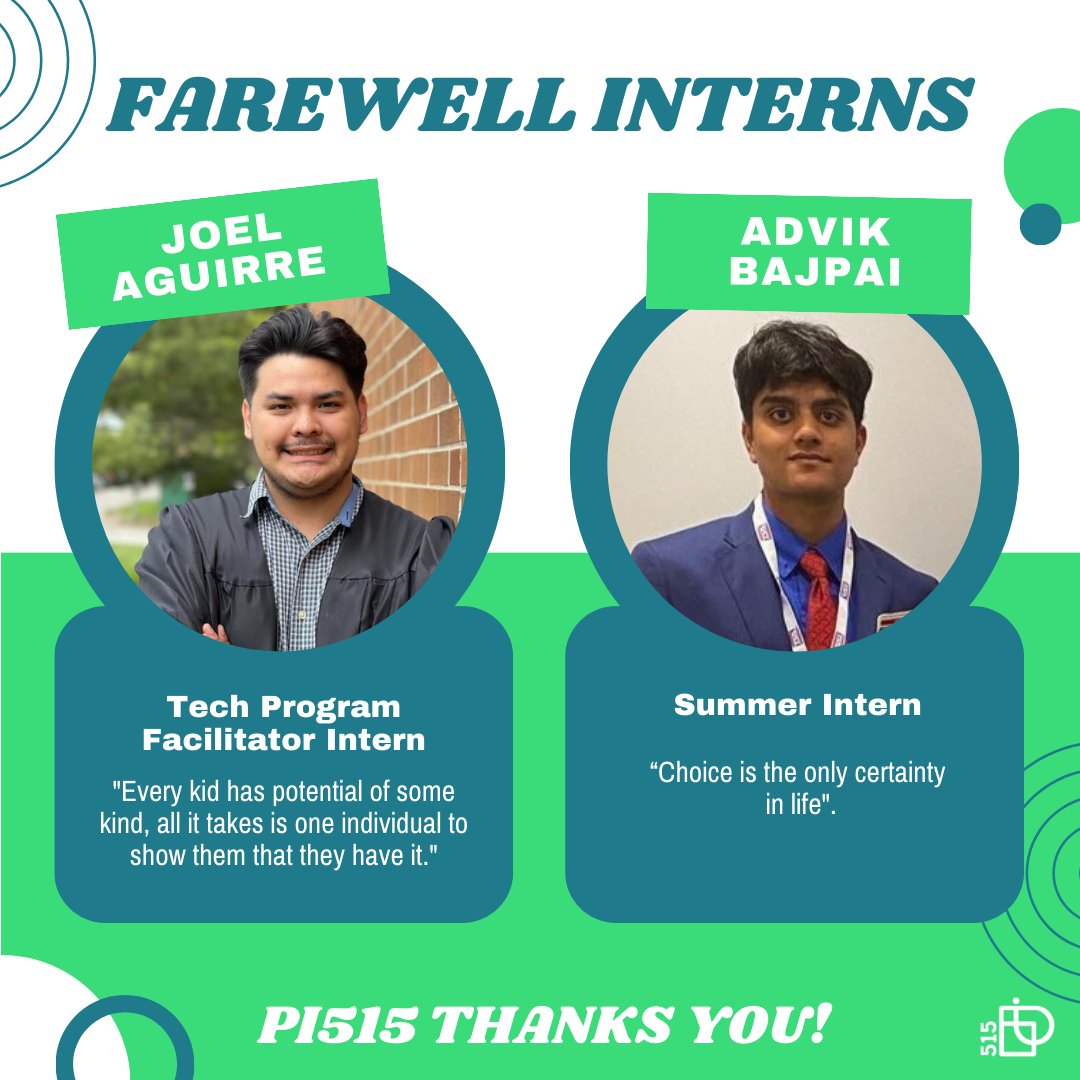 Farewell to our amazing interns! 🎉

We're grateful for the impact you've made and wish you all the best on your future journey. Stay in touch, and keep shining bright! ✨

#Farewell #Pi515 #stem #InternshipJourney #NewBeginnings