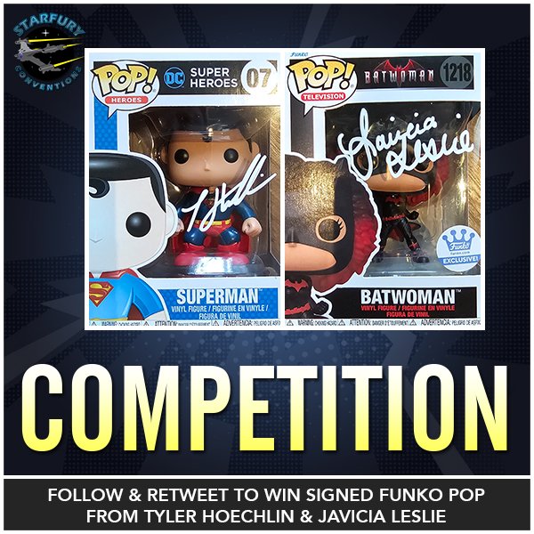 Exciting Superhero Team Up #competition! We're giving away @OriginalFunko of Superman and Batwoman, signed by @tylerhoechlin and @JaviciaLeslie! For a chance to win this, follow us and retweet this post! Winner chosen Sunday. #Superman #Batwoman #SupermanAndLois #javicialeslie