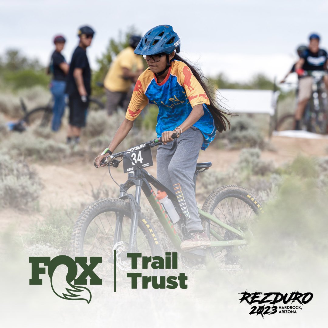 rezduro's tweet photo. This sponsor took us by surprise! Huge shoutout to Ride Fox Bike #TrailTrust for being a sponsor of #Rezduro2023! Ahéhee' (Thank you) for supporting our Indigenous-led efforts! #ForAllForever #FoxRide #Rezduro #DinéMTB #NavajoNation 📸: #JonathaJünge https://t.co/2cssrShSZj