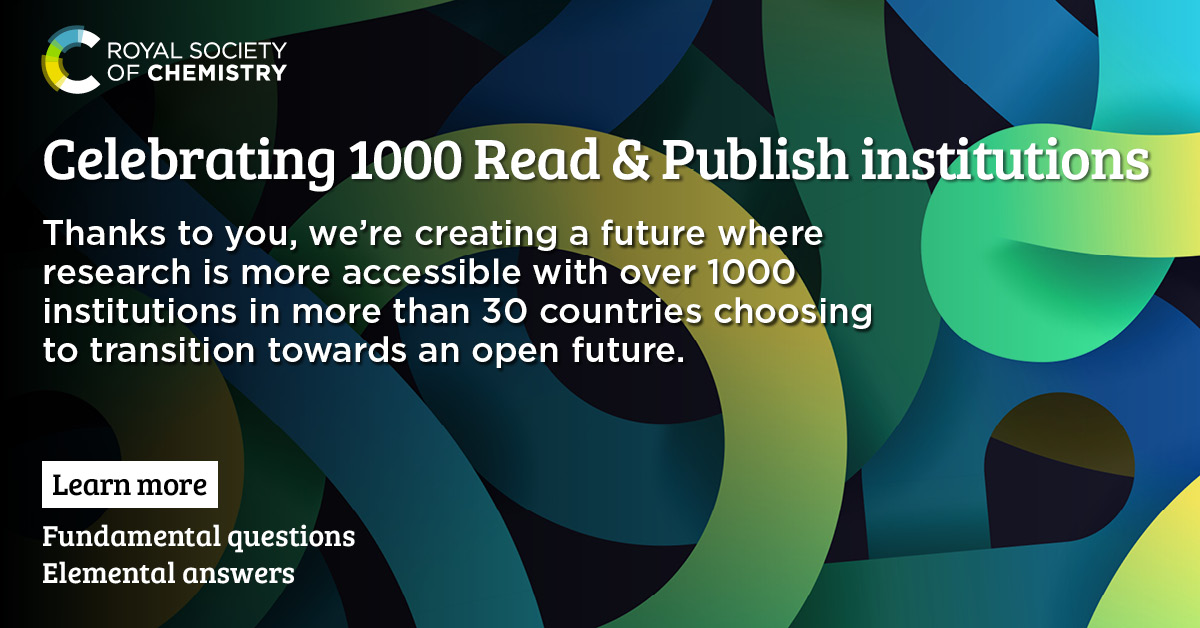 We’re thrilled to be celebrating over 1000 Read & Publish institutions! Thanks to you, we’re creating a future where research is more accessible with over 1000 institutions in more than 30 countries choosing to transition towards an open future. Learn more rsc.li/1000-read-publ…