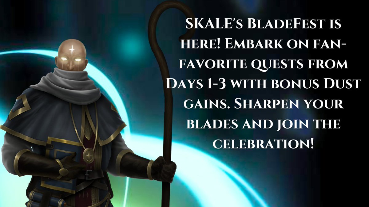 🚀 It's finally HERE! DAY 1 of @SkaleNetwork's BladeFest: #CryptoBlades One-Year Journey has begun! Get ready for 10 epic days of 3x EXP, special quests, increased Dust & Souls, and possibly... a special weapon? Let the adventure begin! 🔥🎉 #BladeFest #CryptoBladesAnniversary